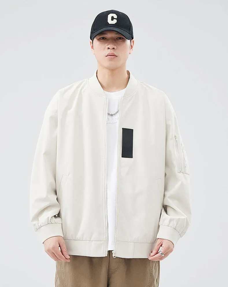 Easy-to-clean Hooded Varsity Jacket for Men with Zip-up Closure