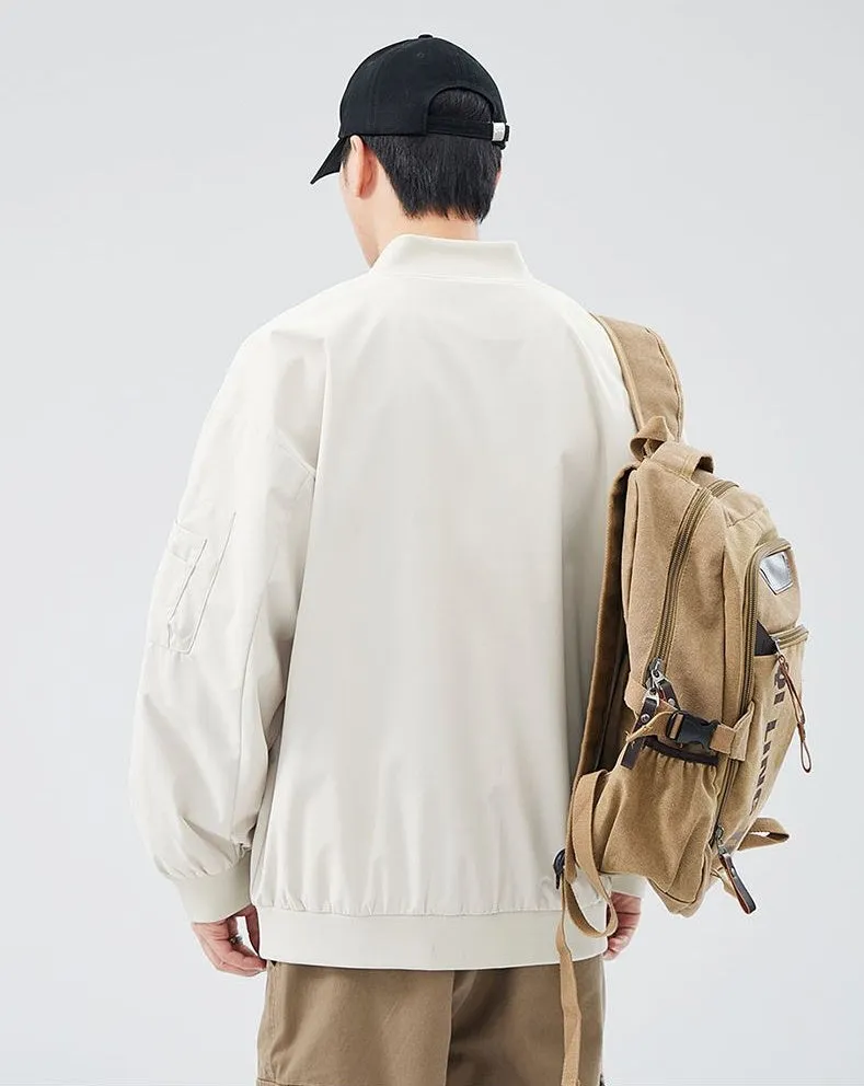 Easy-to-clean Hooded Varsity Jacket for Men with Zip-up Closure