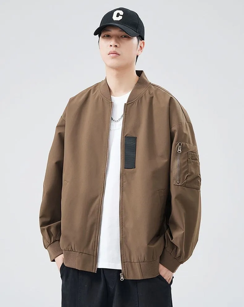 Easy-to-clean Hooded Varsity Jacket for Men with Zip-up Closure