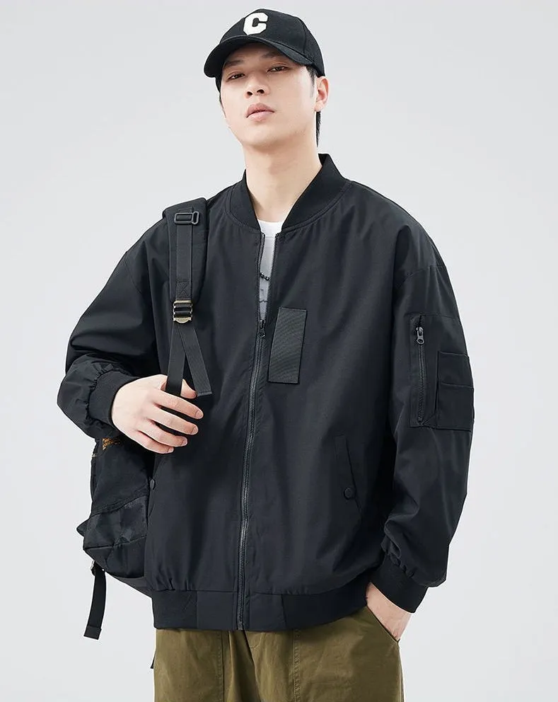 Easy-to-clean Hooded Varsity Jacket for Men with Zip-up Closure