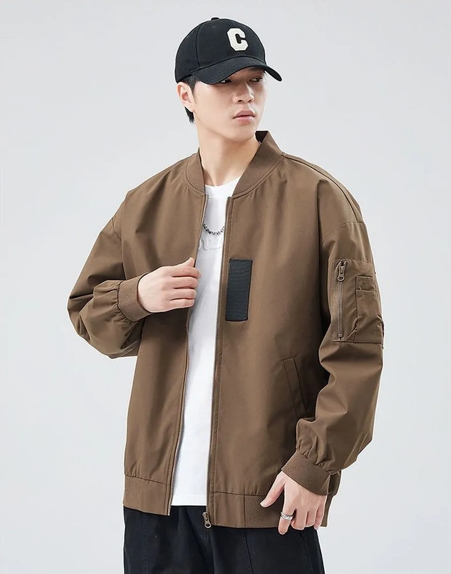 Easy-to-clean Hooded Varsity Jacket for Men with Zip-up Closure