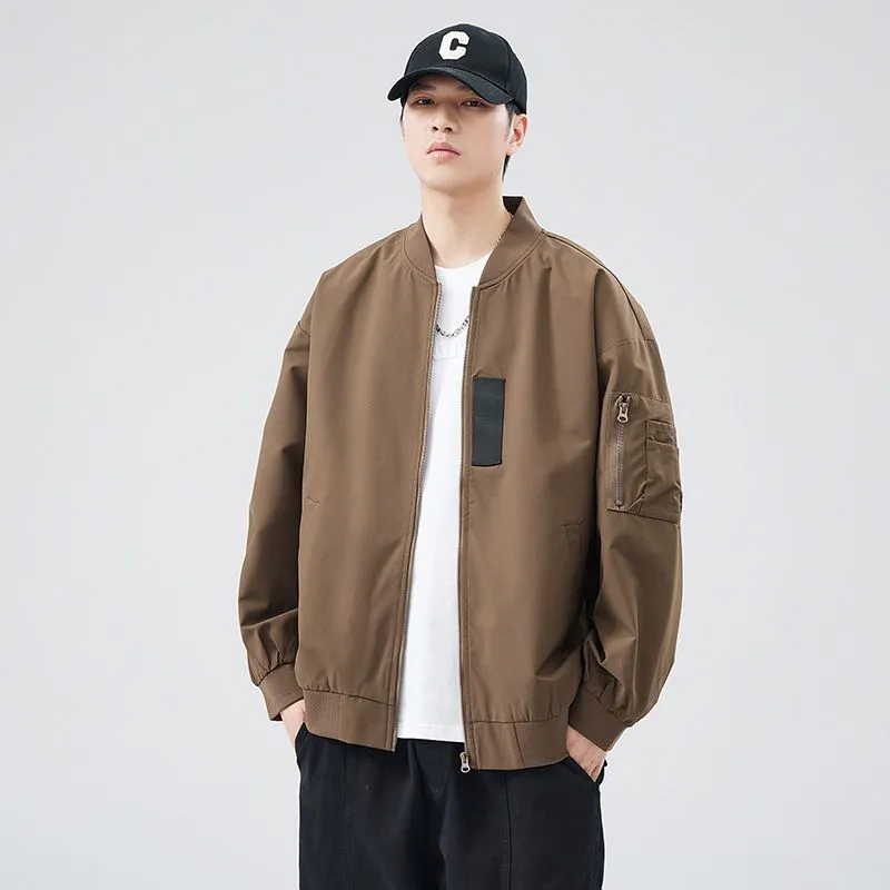Easy-to-clean Hooded Varsity Jacket for Men with Zip-up Closure