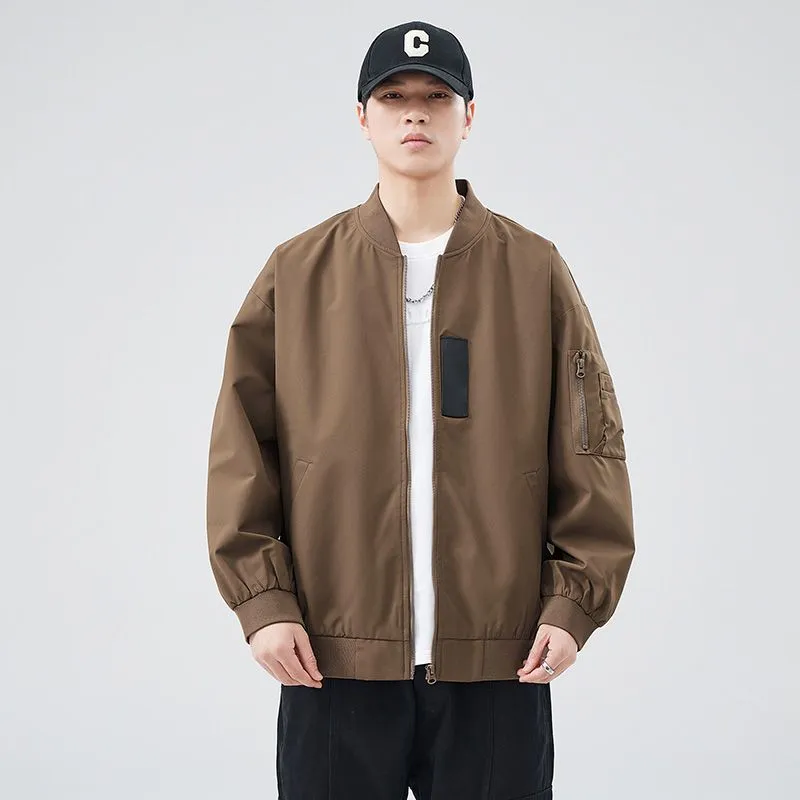Easy-to-clean Hooded Varsity Jacket for Men with Zip-up Closure
