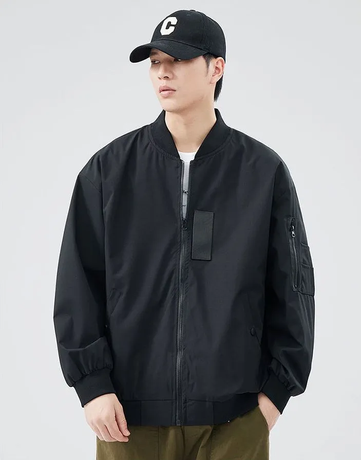 Easy-to-clean Hooded Varsity Jacket for Men with Zip-up Closure