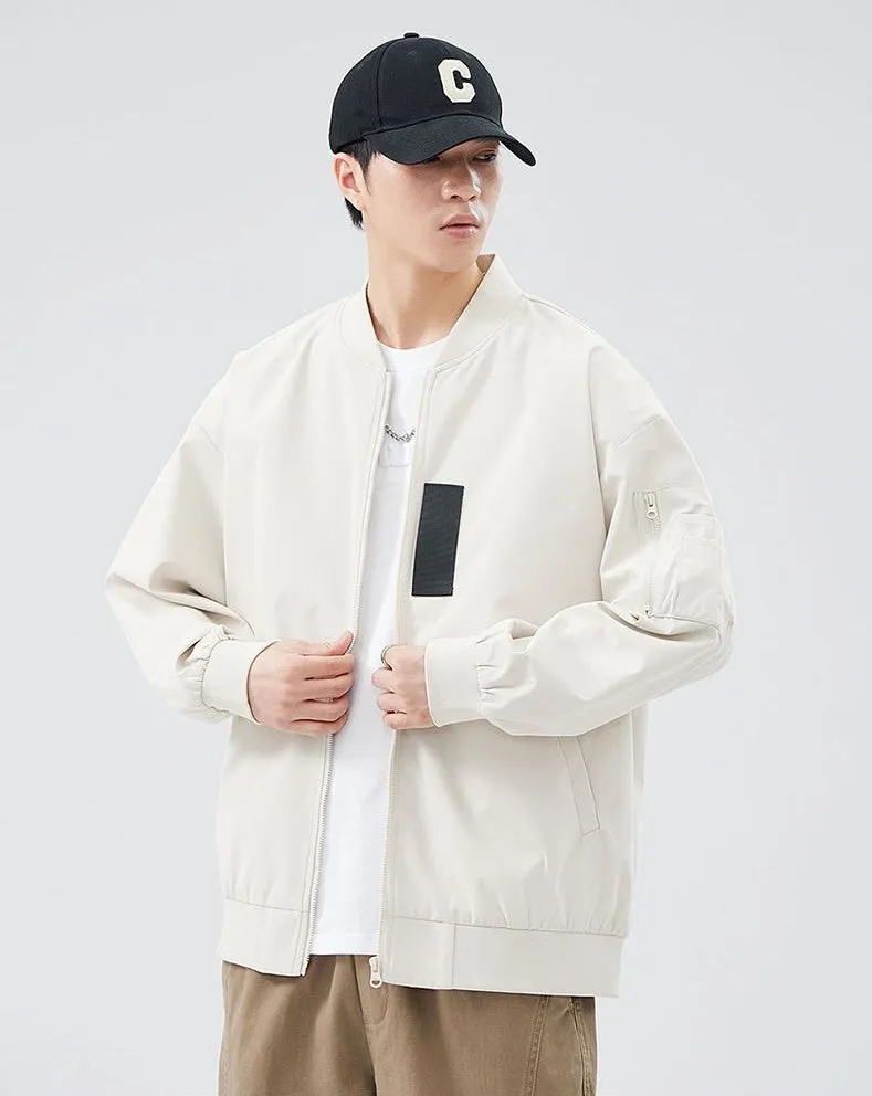 Easy-to-clean Hooded Varsity Jacket for Men with Zip-up Closure