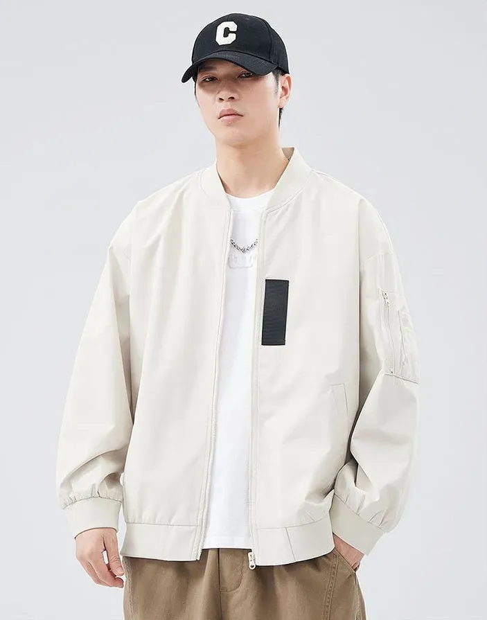 Easy-to-clean Hooded Varsity Jacket for Men with Zip-up Closure