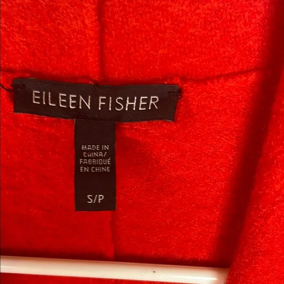 Eileen Fisher 100% wool open front cardigan bold warm cozy boho natural oversize