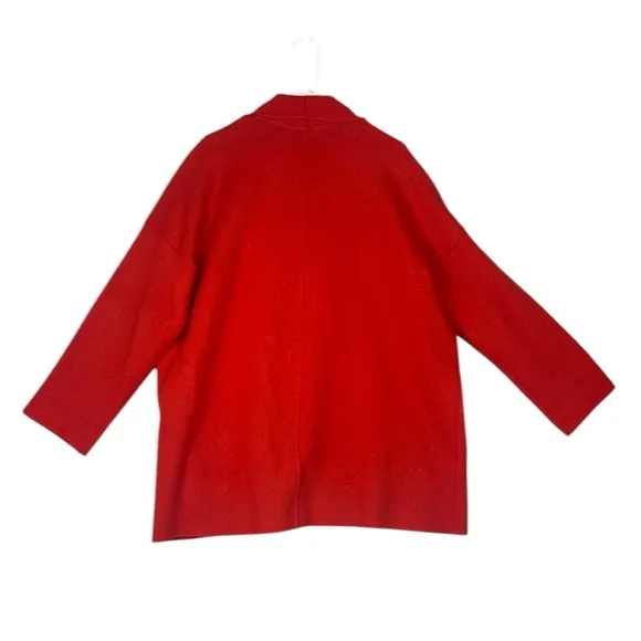 Eileen Fisher 100% wool open front cardigan bold warm cozy boho natural oversize