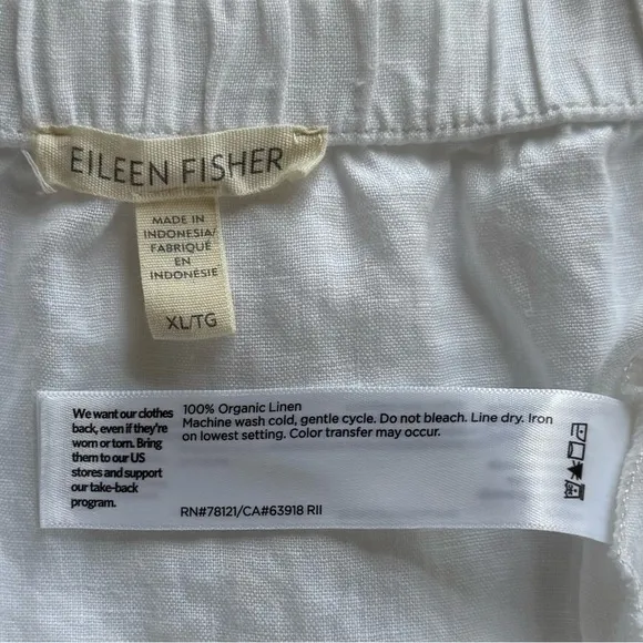 EILEEN FISHER XL Organic Handkerchief Linen Side Slit Midi Skirt in White