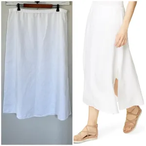EILEEN FISHER XL Organic Handkerchief Linen Side Slit Midi Skirt in White