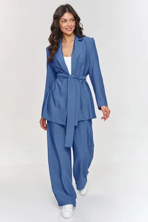 Elegant Belted Loose Blazer Set