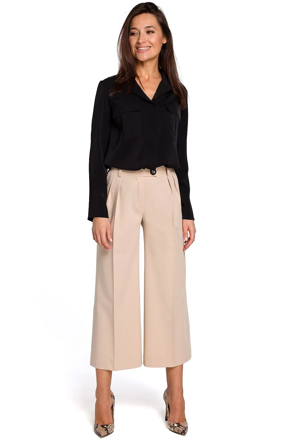 Elegant High-Waist Culottes Trousers