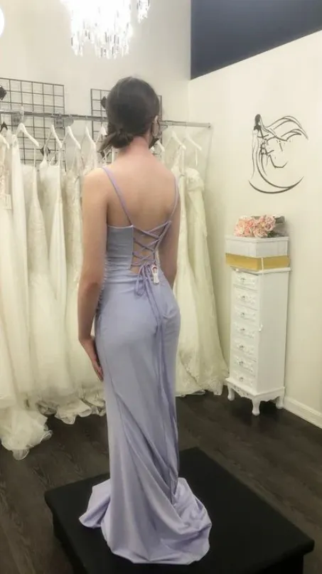 Elegant Purple Mermaid Sweetheart Spaghetti Straps Lace up Long Evening Gown Prom Dresses,WGP536