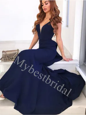 Elegant V-neck Sleeveless Mermaid Prom Dresses,PDS0917