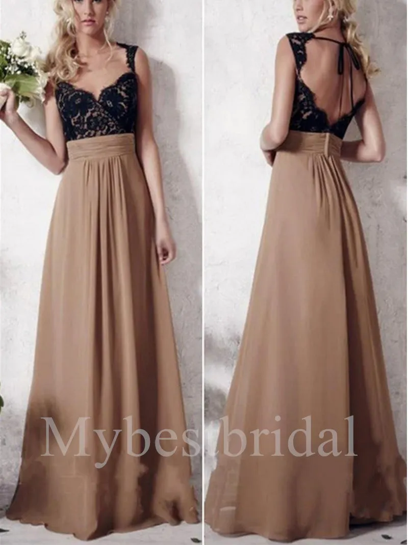 Elegant V-neck Sleeveless Open back A-line Prom Dresses,PDS0582