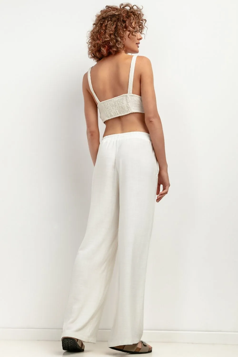 Elegant Wide Leg Linen Trousers