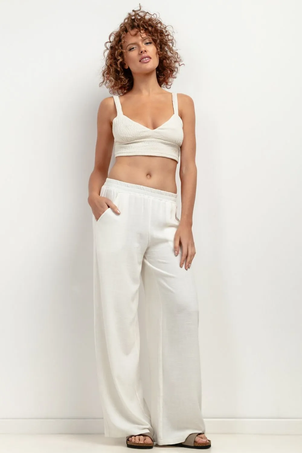 Elegant Wide Leg Linen Trousers
