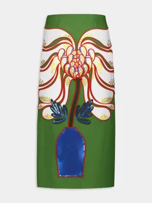Elizabeth Flowera Embroidered Pencil Skirt