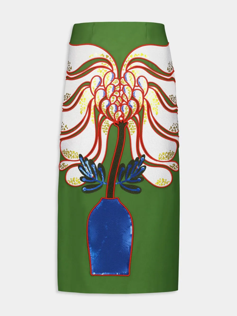 Elizabeth Flowera Embroidered Pencil Skirt