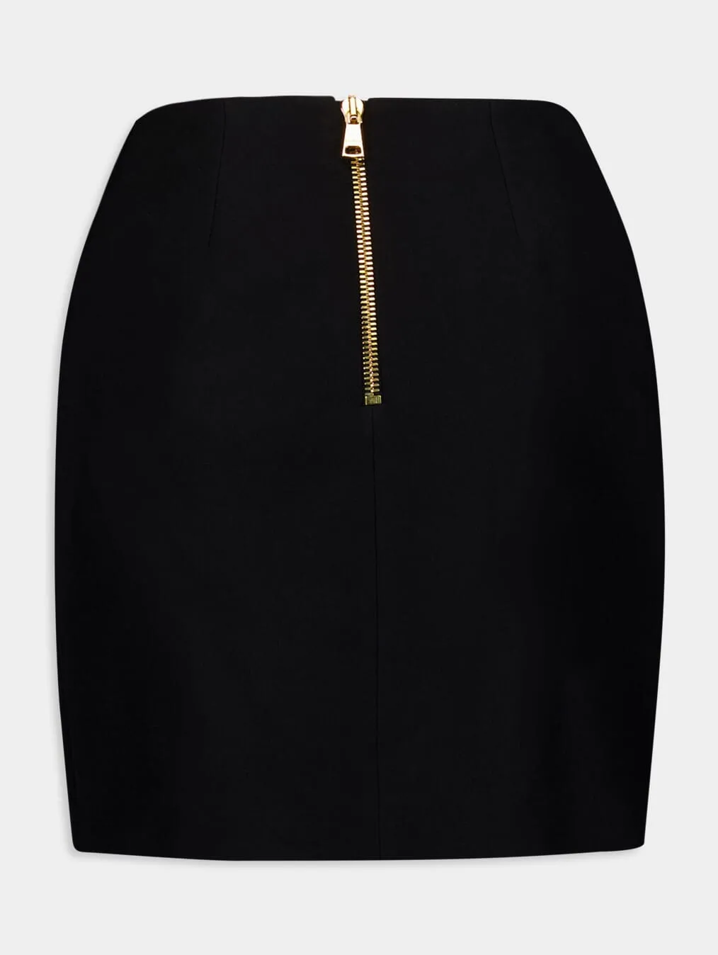 Embossed-Button Wool Miniskirt