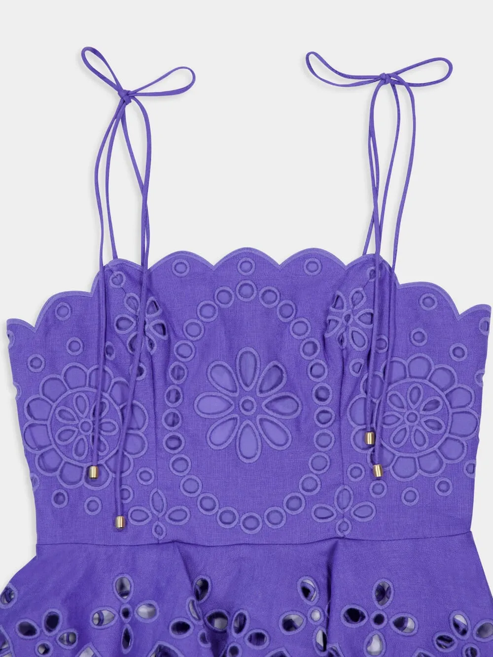 Embroidered Scallop Linen Top