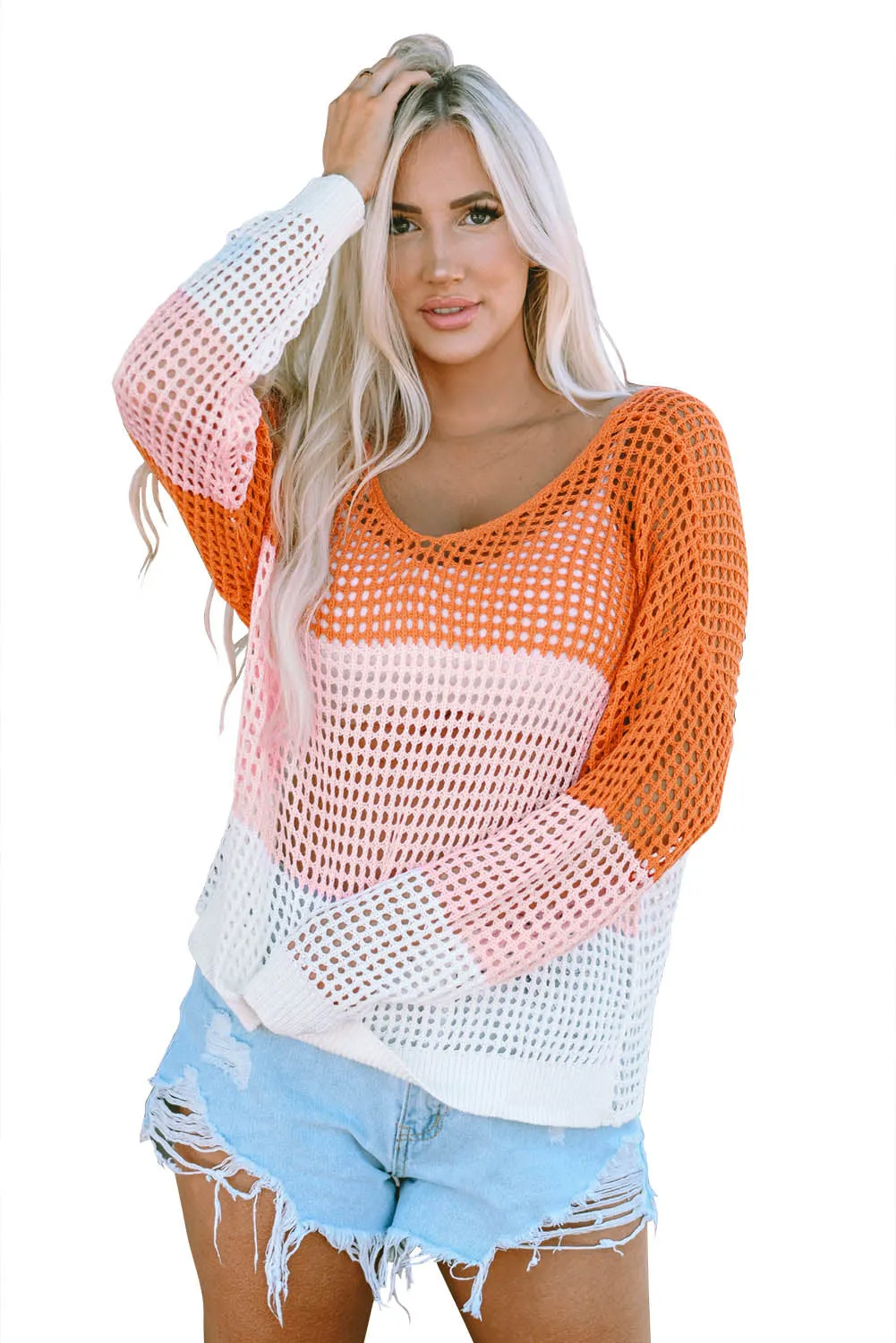 Eyelet Twisted Back Knit Top