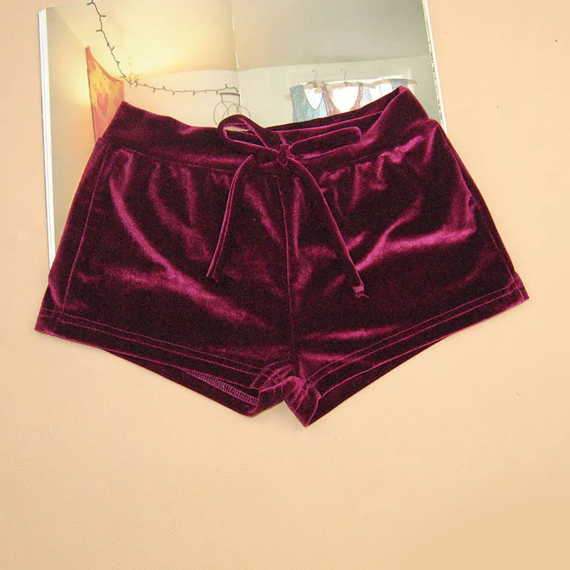 Fashion Women velvet Elastic shorts casual High waist sexy elegant skinny shorts Nigh Club Wear 70104