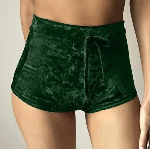 Fashion Women velvet Elastic shorts casual High waist sexy elegant skinny shorts Nigh Club Wear 70104
