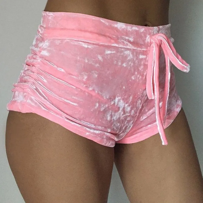 Fashion Women velvet Elastic shorts casual High waist sexy elegant skinny shorts Nigh Club Wear 70104