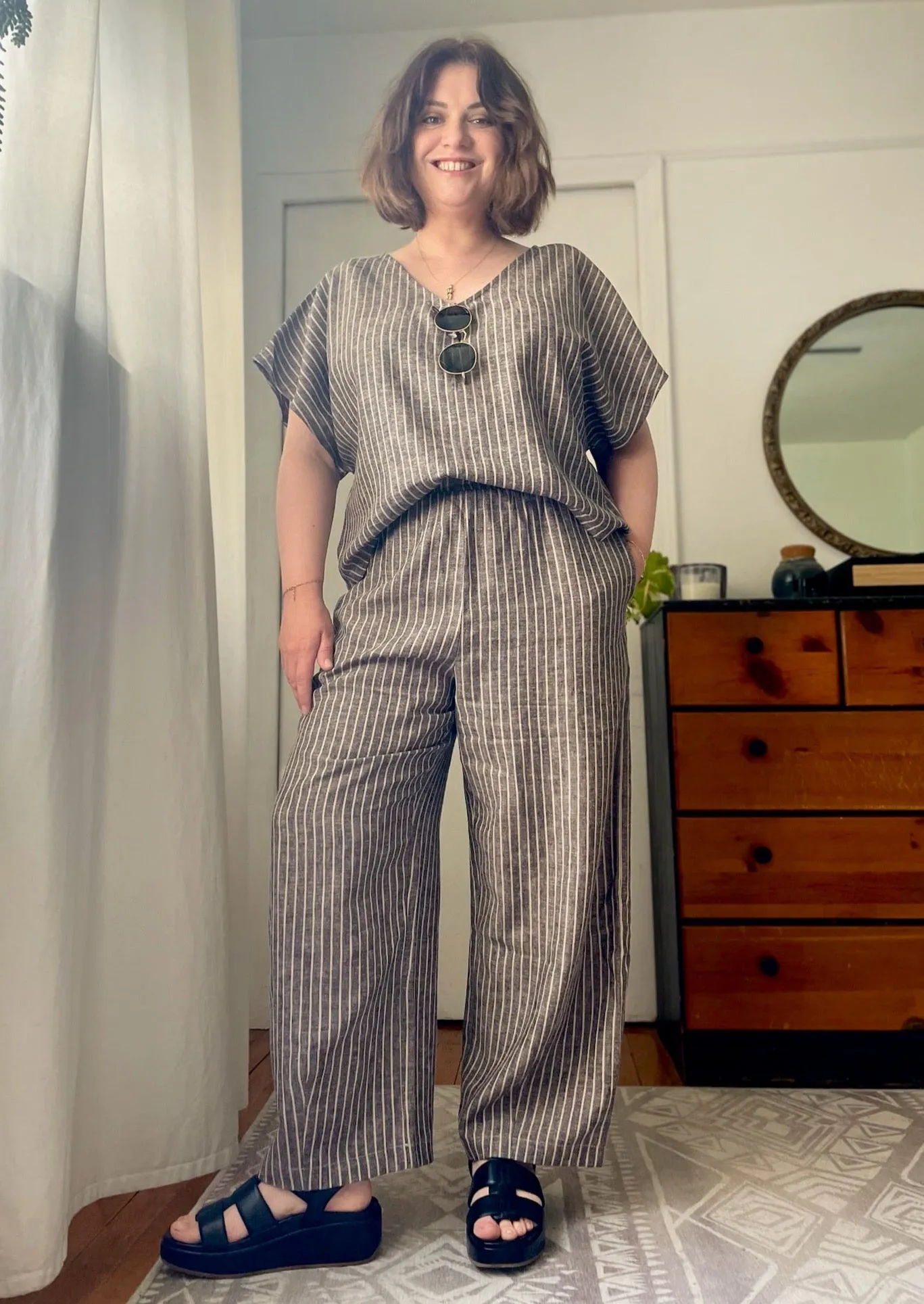 Final Sale - Lena Striped Linen Top