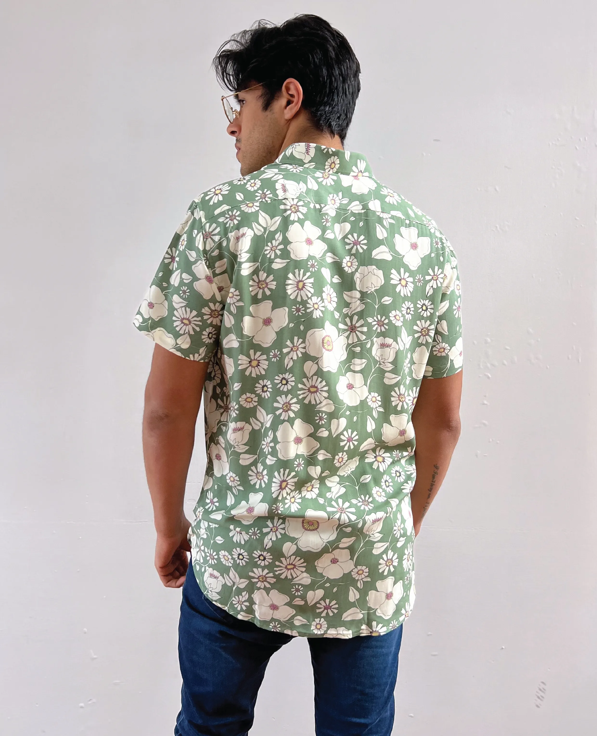 Floral Green Button Up Shirt