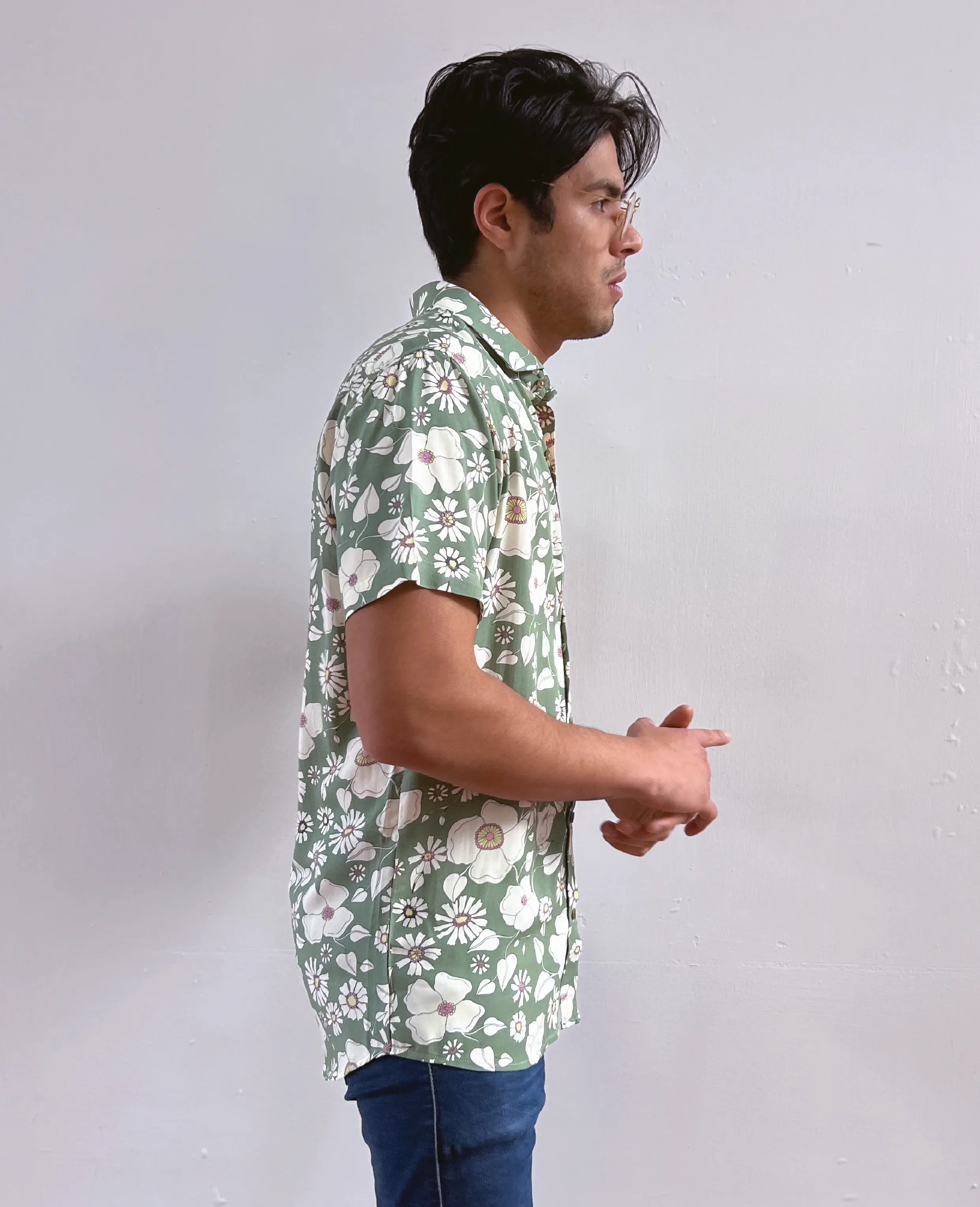 Floral Green Button Up Shirt
