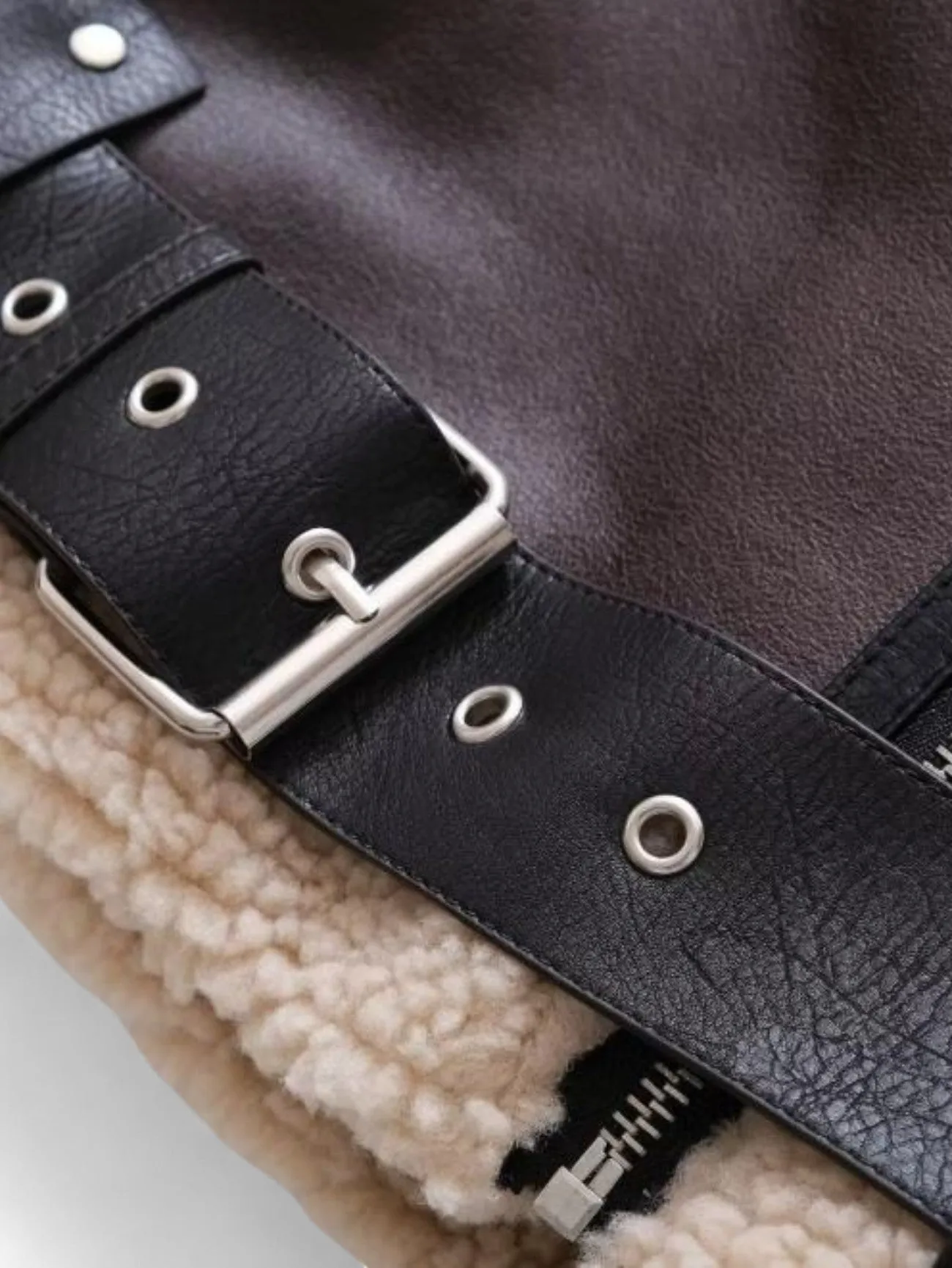Foxes | Women's Motorcycle Jacket Warm Winter Coat with Belt