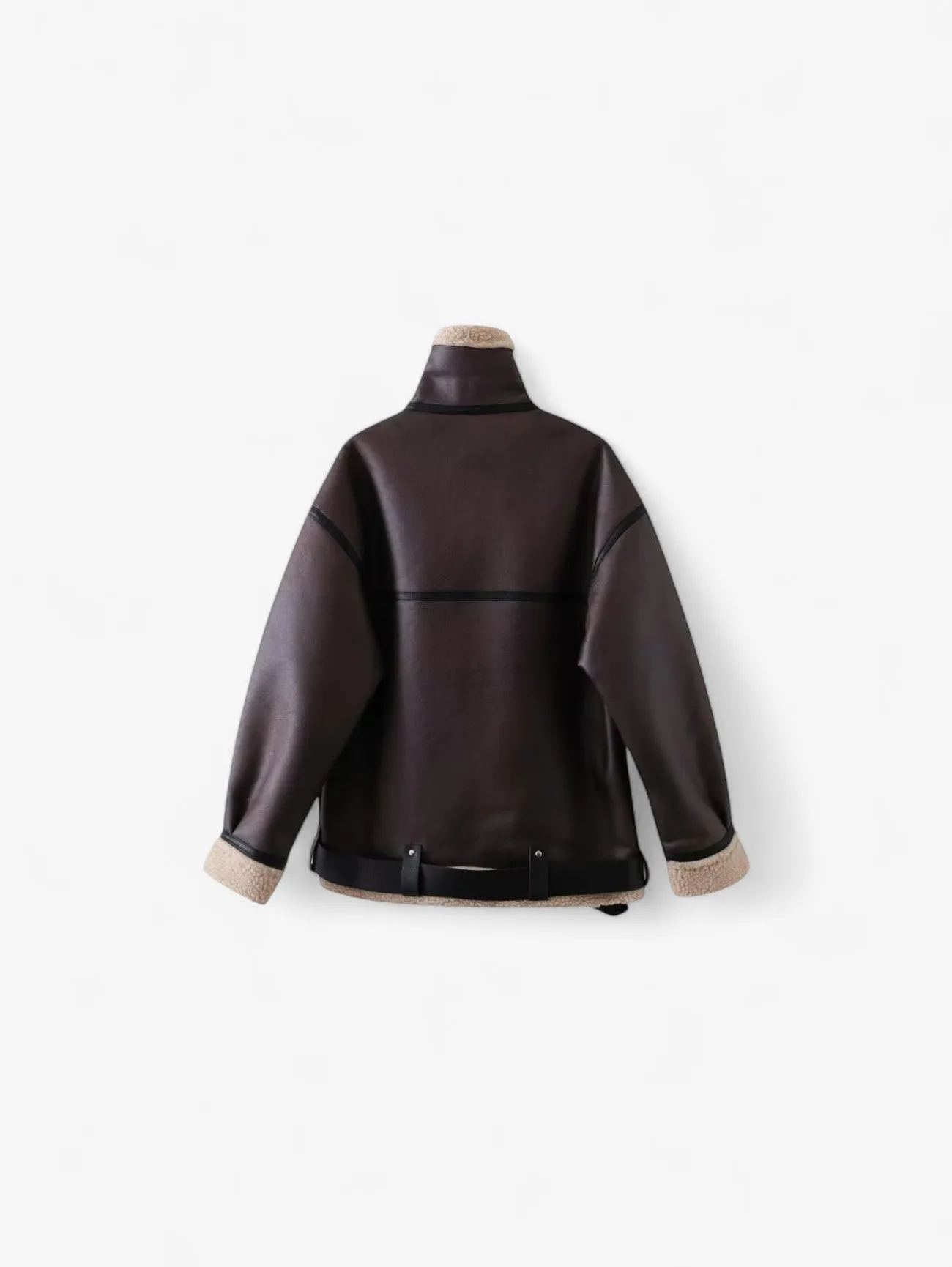 Foxes | Women's Motorcycle Jacket Warm Winter Coat with Belt