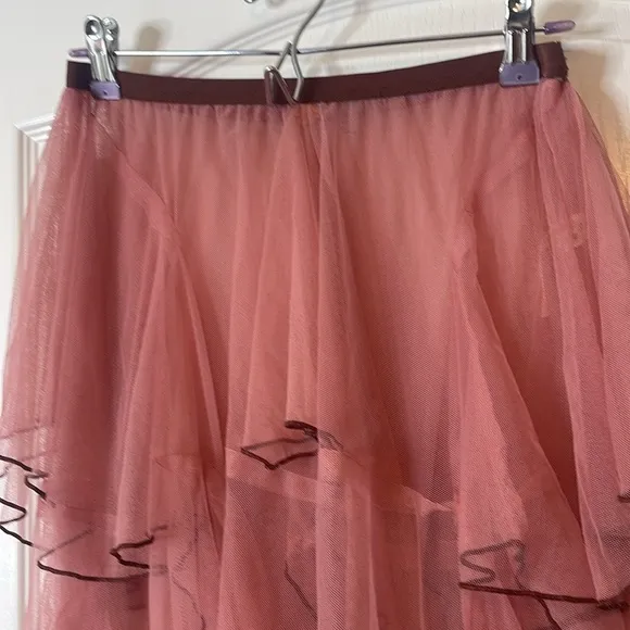 Free People One Godet Mesh Layered Half Slip Pink Dusty Rose Small
