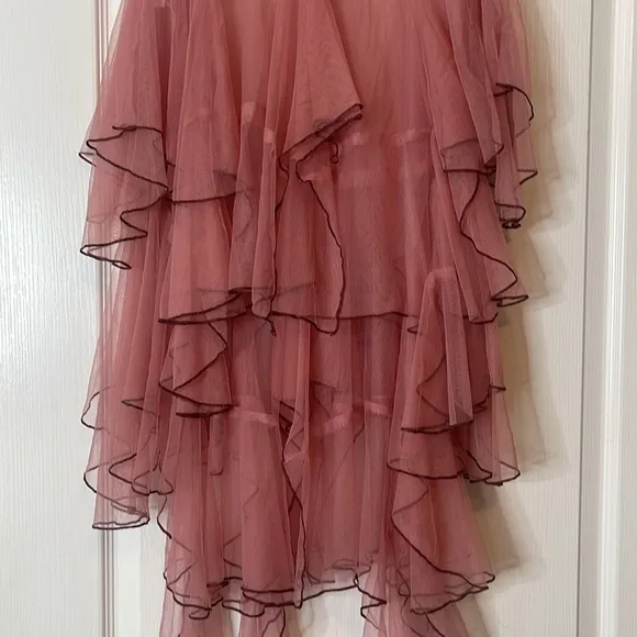 Free People One Godet Mesh Layered Half Slip Pink Dusty Rose Small