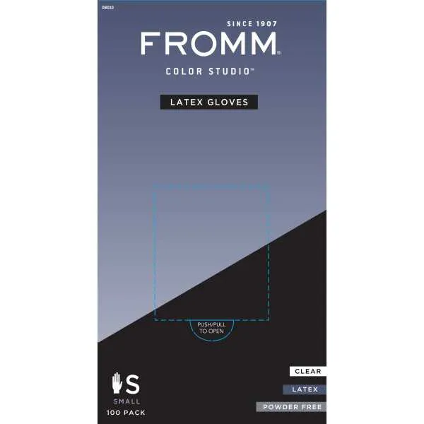 FROMM COLOR STUDIO LATEX POWDER FREE SMALL GLOVES 100 PACK -#D8010 (11)