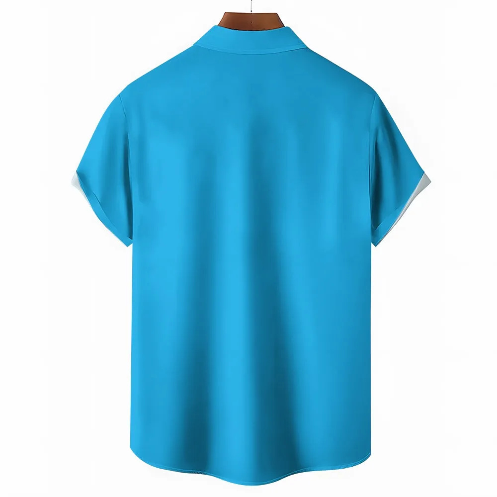 Funny Cartoon Duck Print Men's Button Pocket Short Sleeve Shirt 2412008281