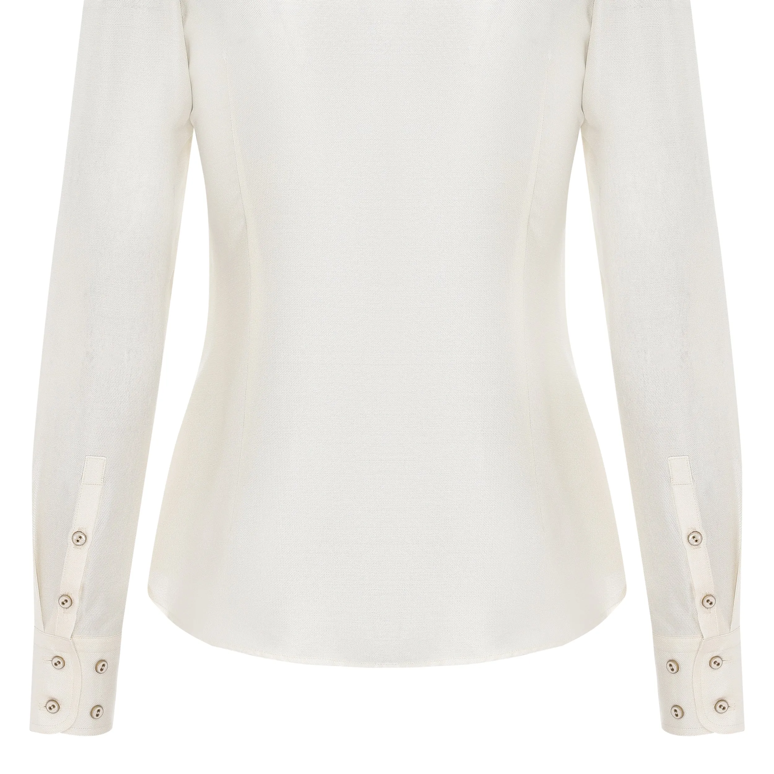 Gathered Long-Sleeve Silk Blouse (Try-on)