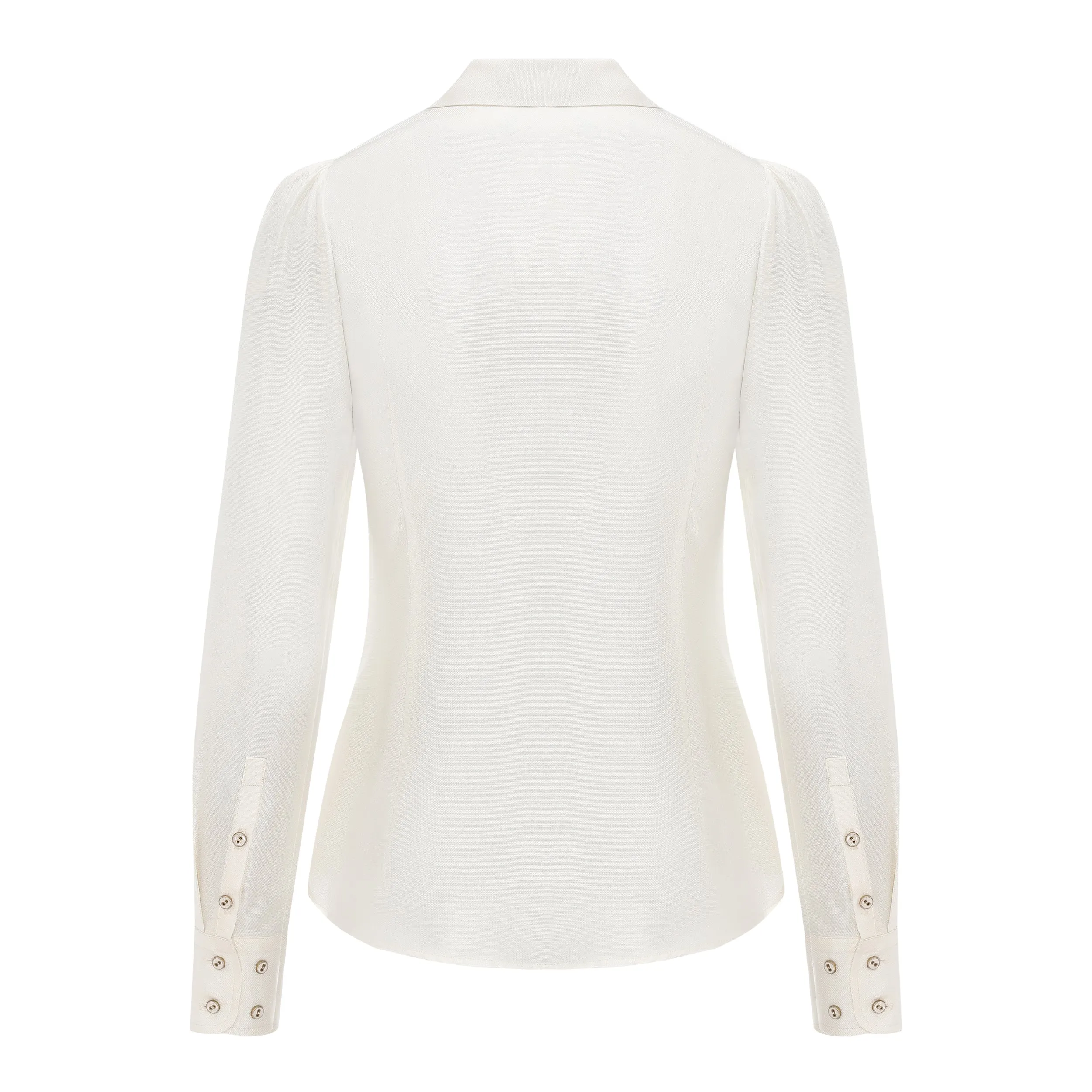 Gathered Long-Sleeve Silk Blouse (Try-on)