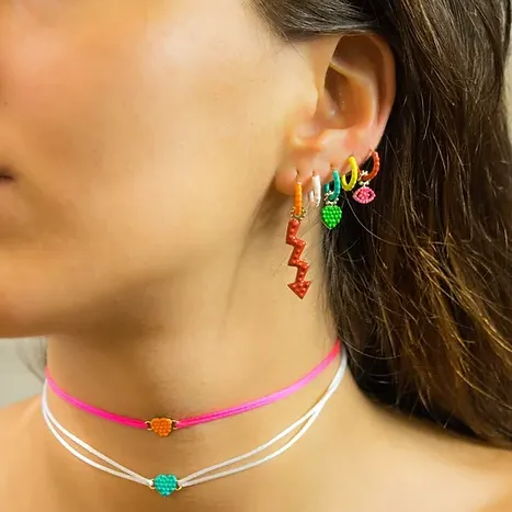 GAYA Joaillerie Red Enamel Hoops Pair