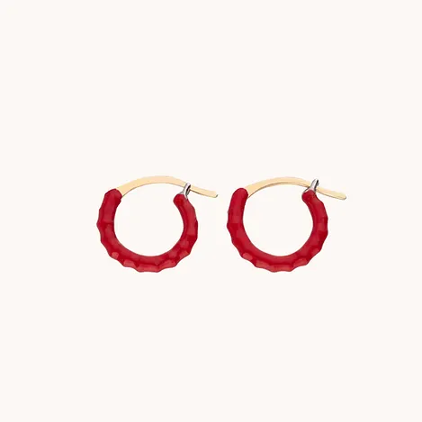 GAYA Joaillerie Red Enamel Hoops Pair