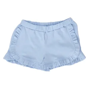 Girls Knit Ruffle Shorts - Sky Blue