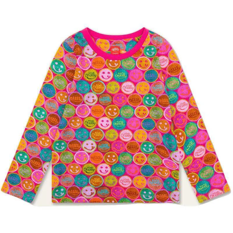 Girls Pink Smiley Tolsy T-Shirt