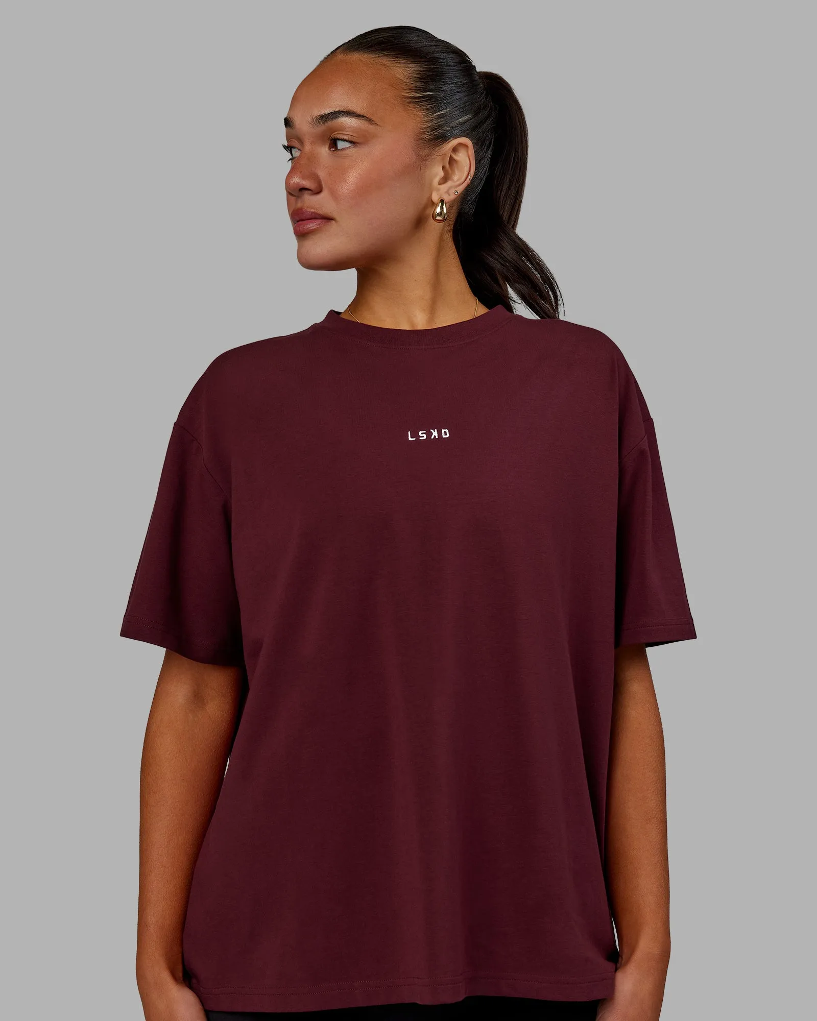 Go-To FLXCotton Oversized Tee - Dark Cherry