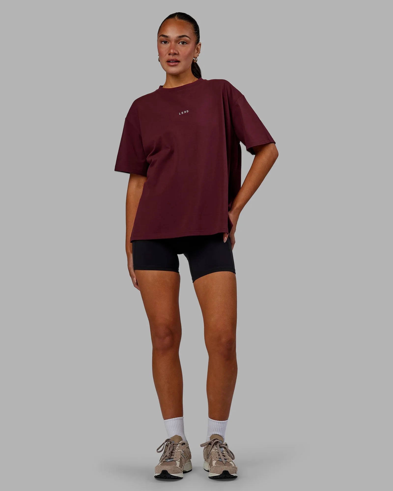 Go-To FLXCotton Oversized Tee - Dark Cherry