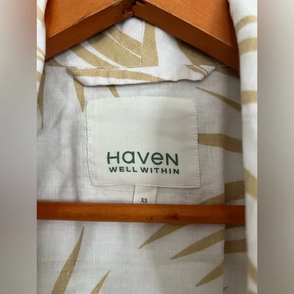 Haven Well Within Organic Cotton Linen Palm Print Robe