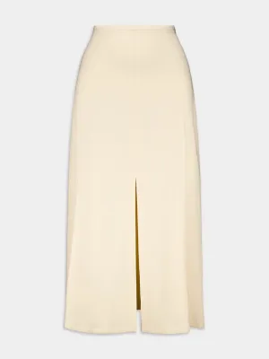 High-Waisted Front-Slit Midi Skirt