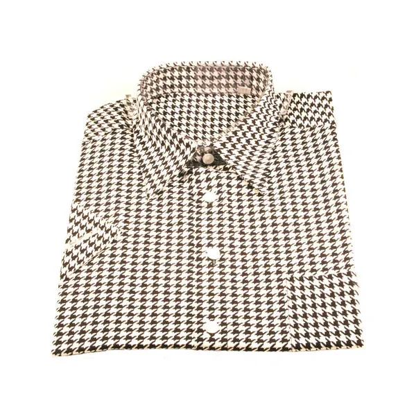 Houndstooth Short Sleeve Dress Shirt Small