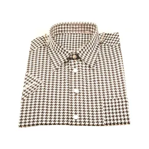 Houndstooth Short Sleeve Dress Shirt Small